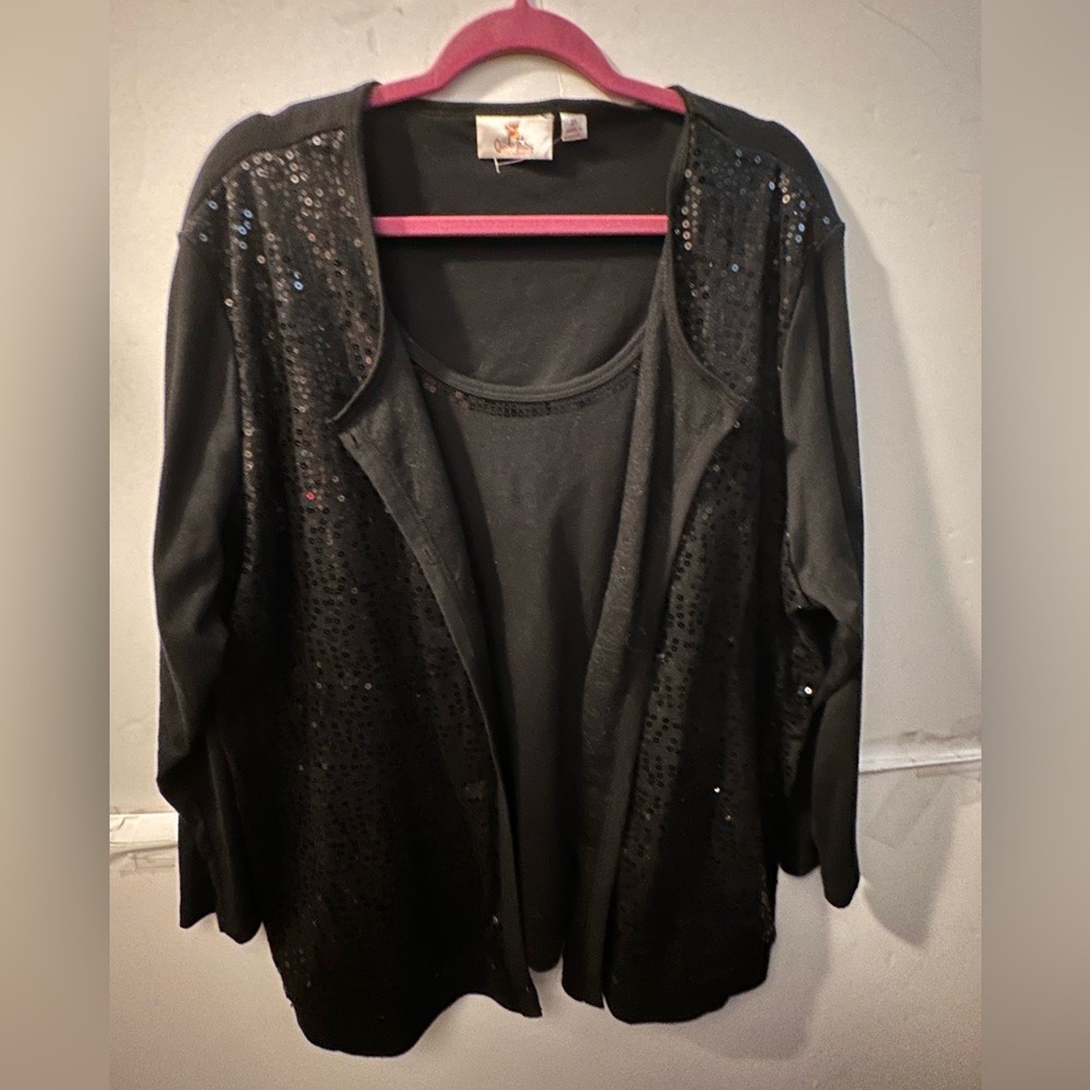 Quacker Factory Black Sequins Bling Sparkle Cardi… - image 1